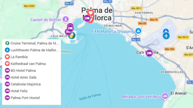 DIGITALE KAART PALMA DE MALLORCA